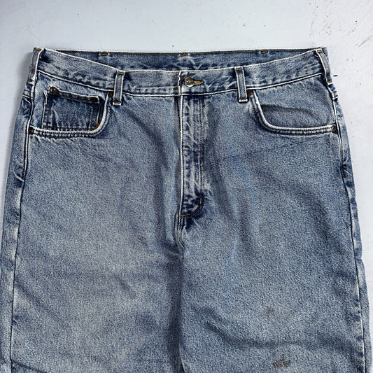 Carhartt Jeans Mens 38x32 Blue Denim Flannel Lined Relaxed Fit Chore Workwear