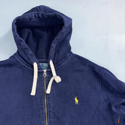 Polo Ralph Lauren VTG Full Zip Hoodie Men’s Size XL Cotton Blue Jacket 90s