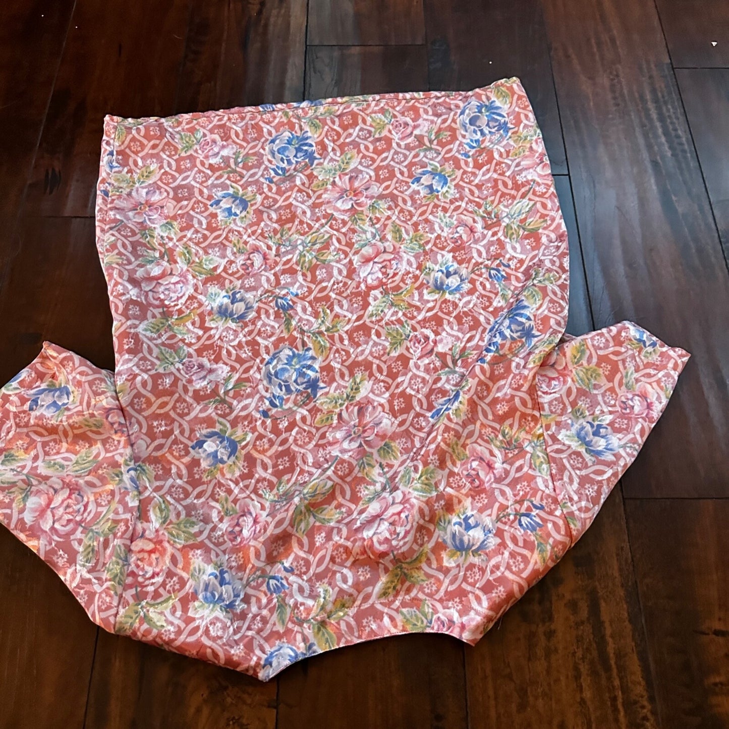 VTG Laura and Jayne Peites Womens Semi Sheer Blouse Blue Button 4 Floral Cute