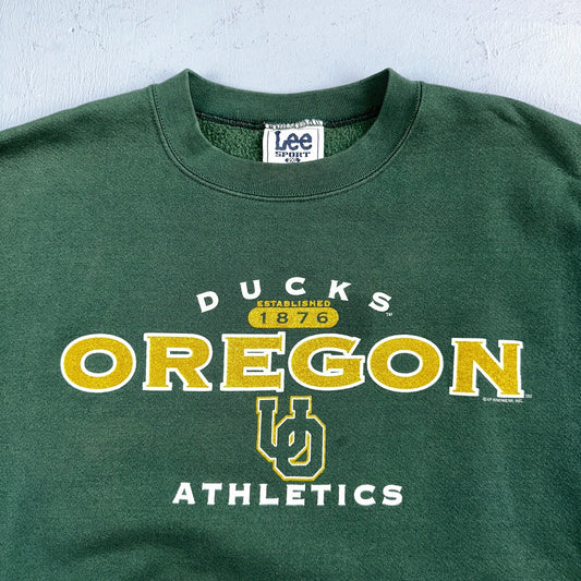 Oregon Ducks LEE 2XL UO Sweatshirt 90s VTG Crewneck Pacific USA College Green
