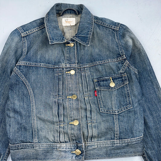 Vintage Y2K Womens Levis 1940s Style Type 1 Denim Jacket LVC Pocket Crop Top