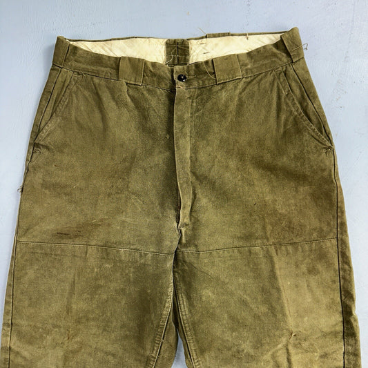Vintage 50s 60s Duck Canvas Hunting Pants Zip Size 33x26 Rockabilly Double Knee