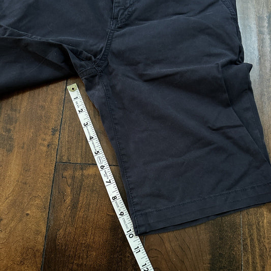 Tory Burch Women's Boyfriend Bermuda Chino Shorts Gold Button Navy Blue Size 29