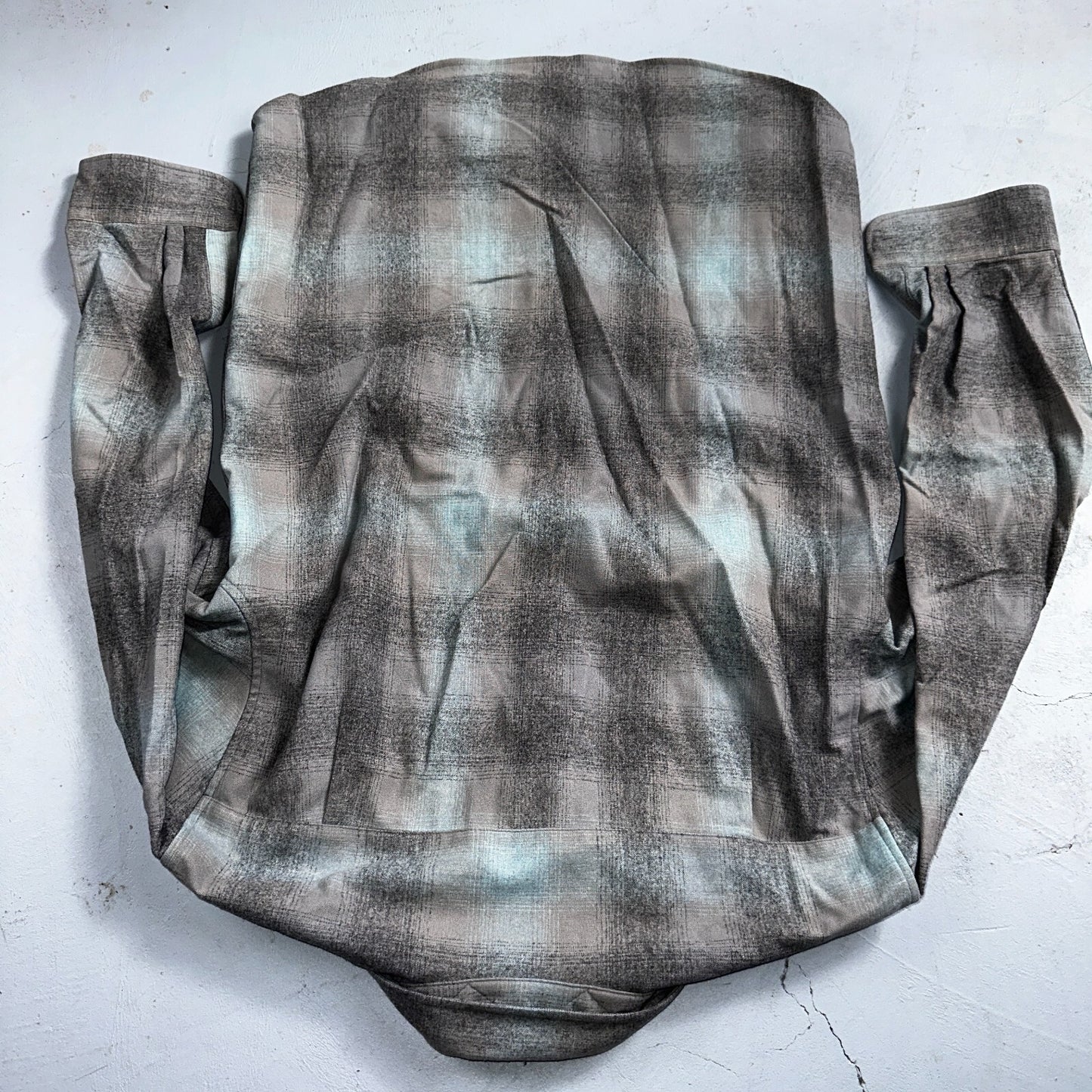 Pendleton Lodge Button Up Shirt Men's Medium Wool Plaid Gray Teal Pocket