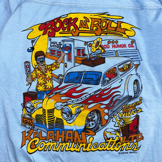 Rock N Roll 80s VTG T Shirt Vinyl Kalahan Wings Beer Rockabilly Life Cars Graph