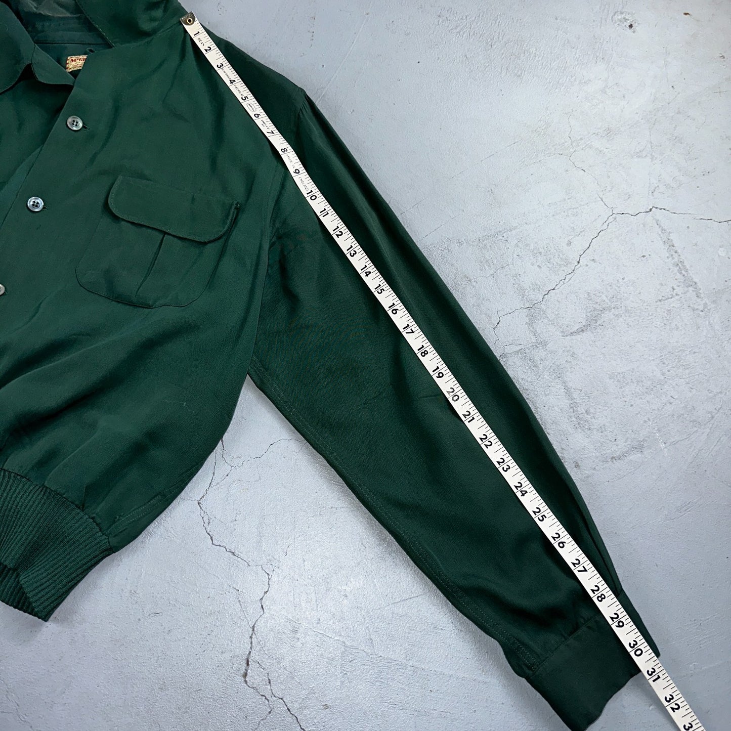 Vintage 1940s McGregor Gabardine Ricky Jacket Button Up Bottle Green 40s Rare