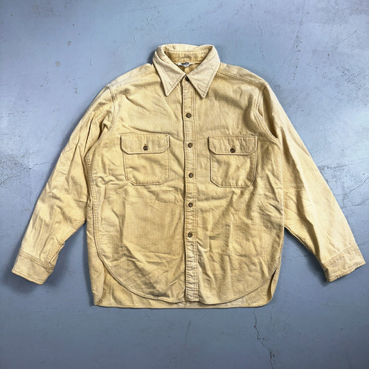 Vintage Woolrich Chamois Button Up Shirt Heavy Cotton Mens XL USA Yellow 70s