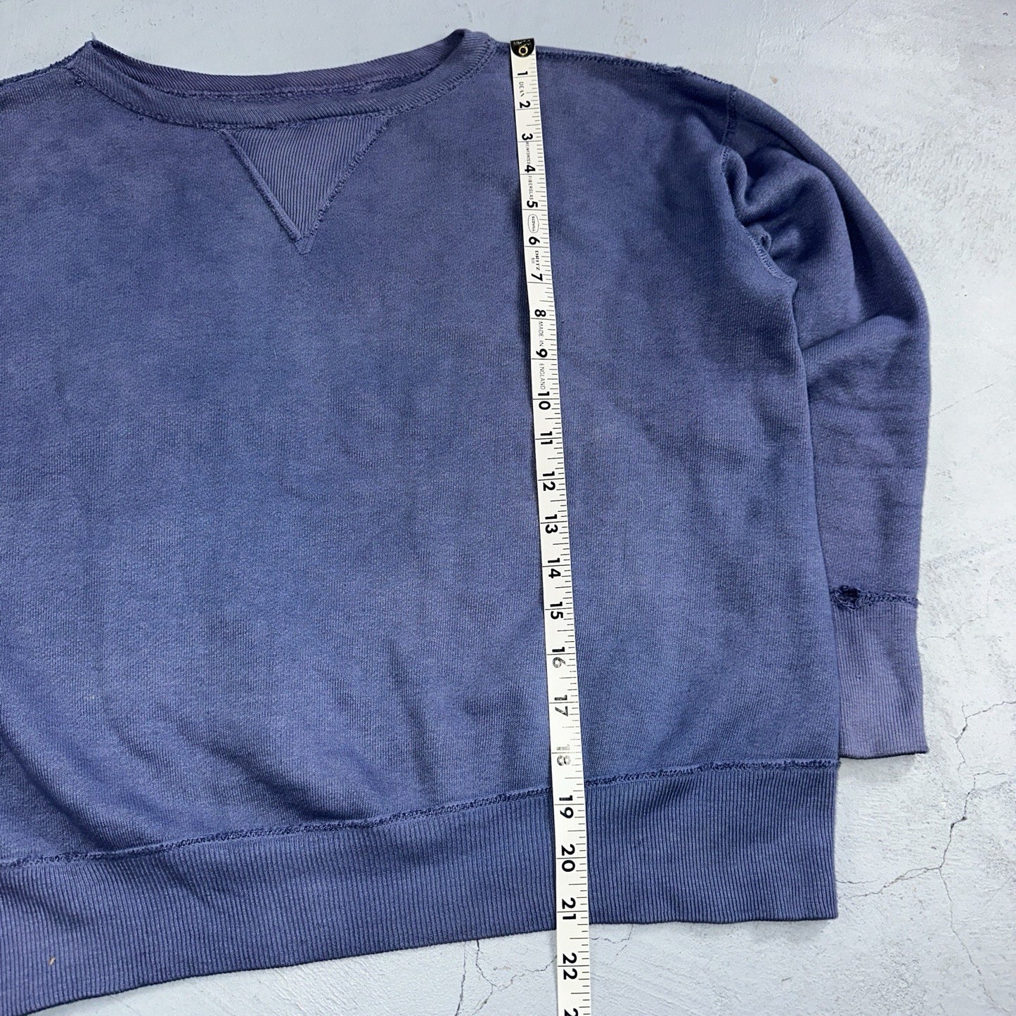 VTG Double V Sweatshirt 40s 50s 1940s Faded Blue Crewneck Boxy Rockabilly 1950s