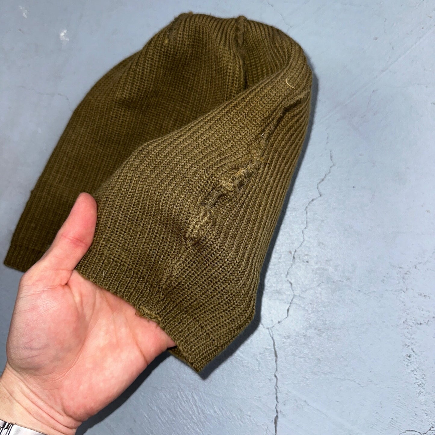 Vintage WWII Watch Cap Hat A-4 Rare Green Air Force Army 40s 50s Military A4 WW2
