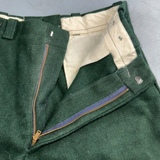 1960s Vintage Green Heavy Wool Hunting Pants 34x28 USA Dry Clean Rockabilly 60s