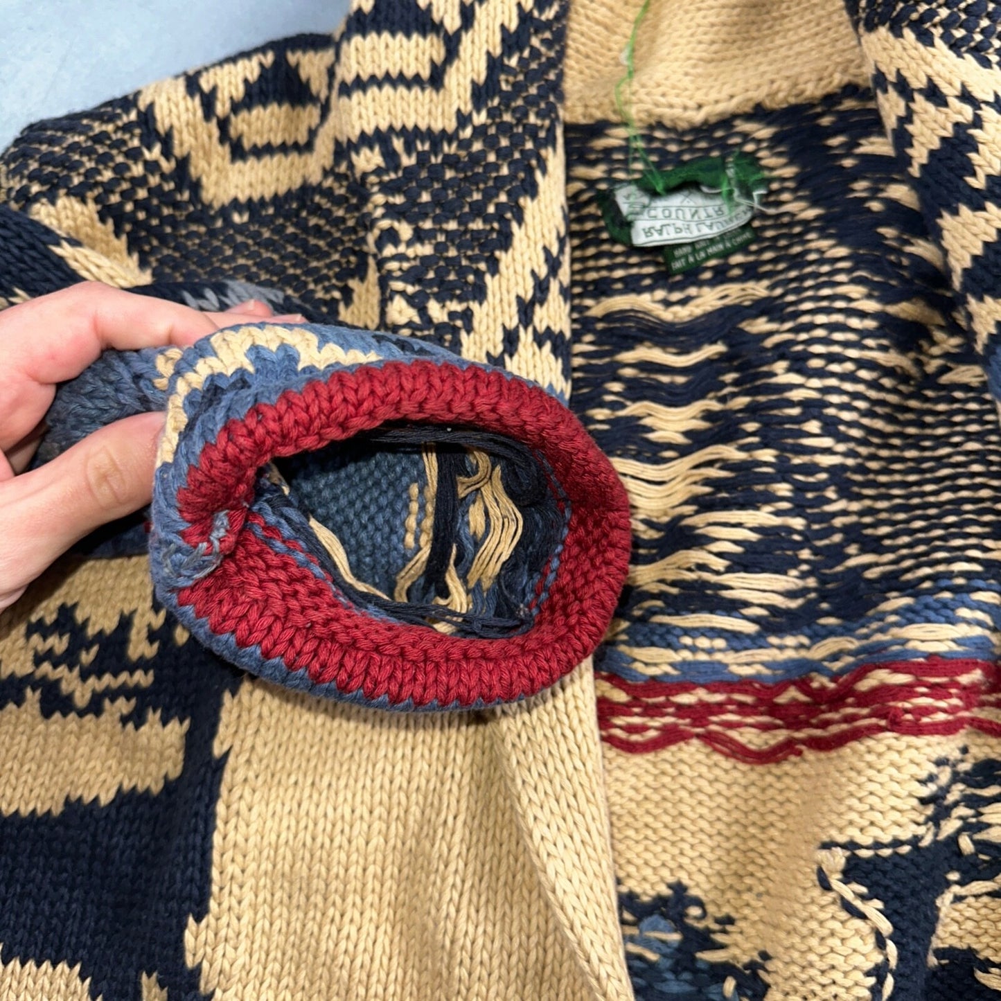 Polo Ralph Lauren Vintage 90s Hand Knit Polo Country Jacket Cardigan Small Shawl