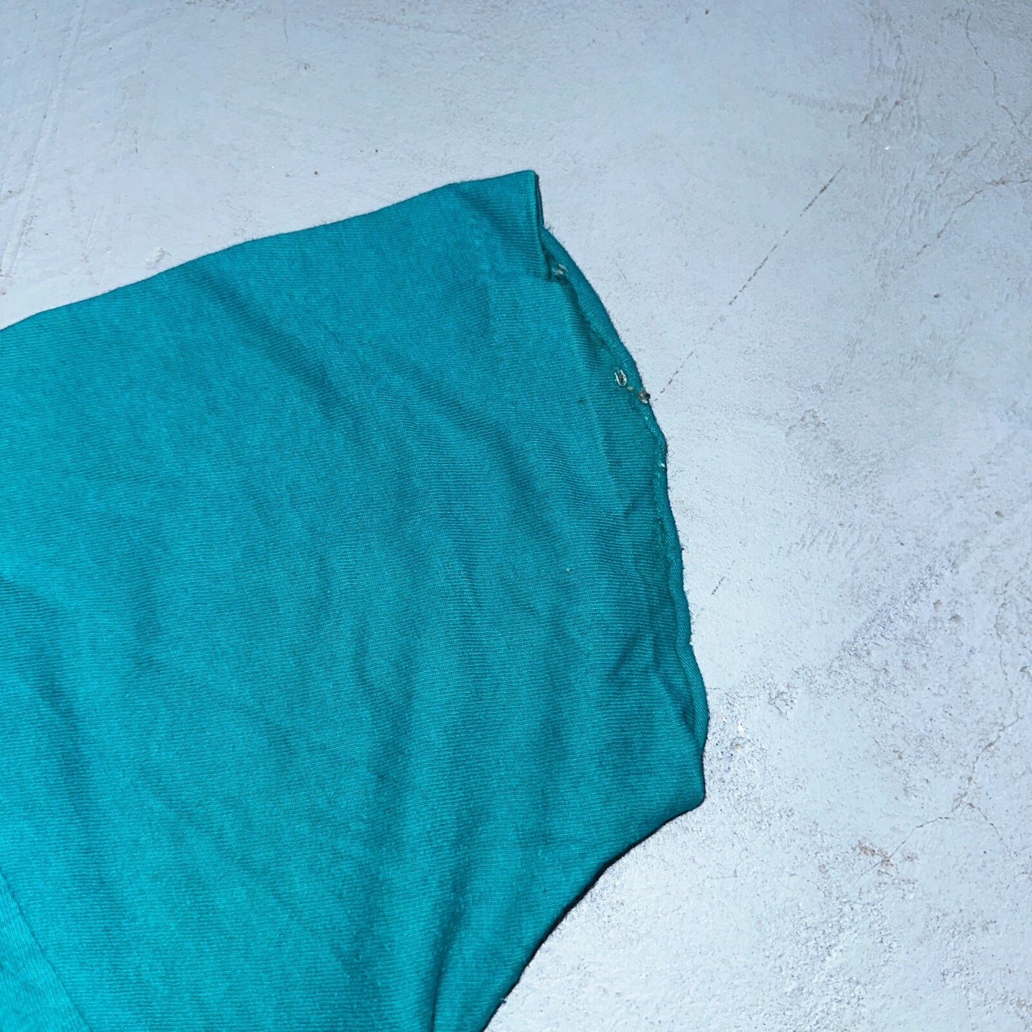 1960s Fruit Of The Loom VTG T Shirt Green Blue Thrashed Single Stitch 60s Blank