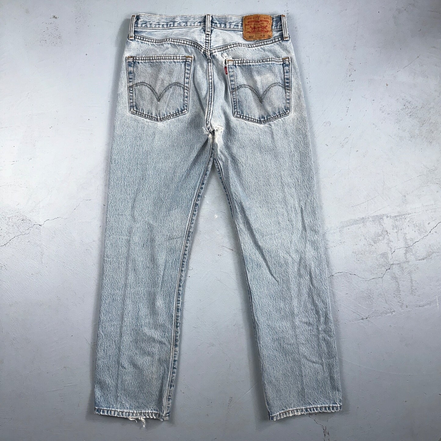 Levis 501 Vintage 90s USA XX Straight Leg Jeans Blue Med Wash 34x36 Act 31x31