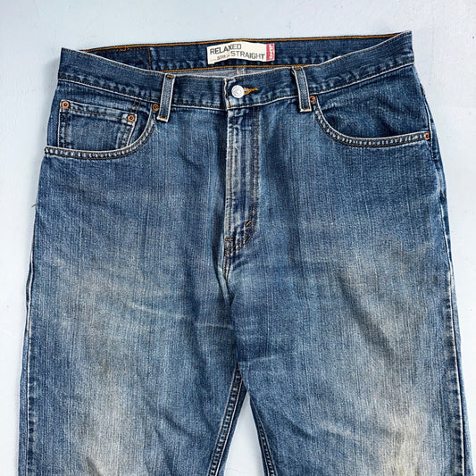 Levis 559 Relaxed Straight Fit Rugged Dark Blue VTG Y2K Denim Jeans Mens 36x32