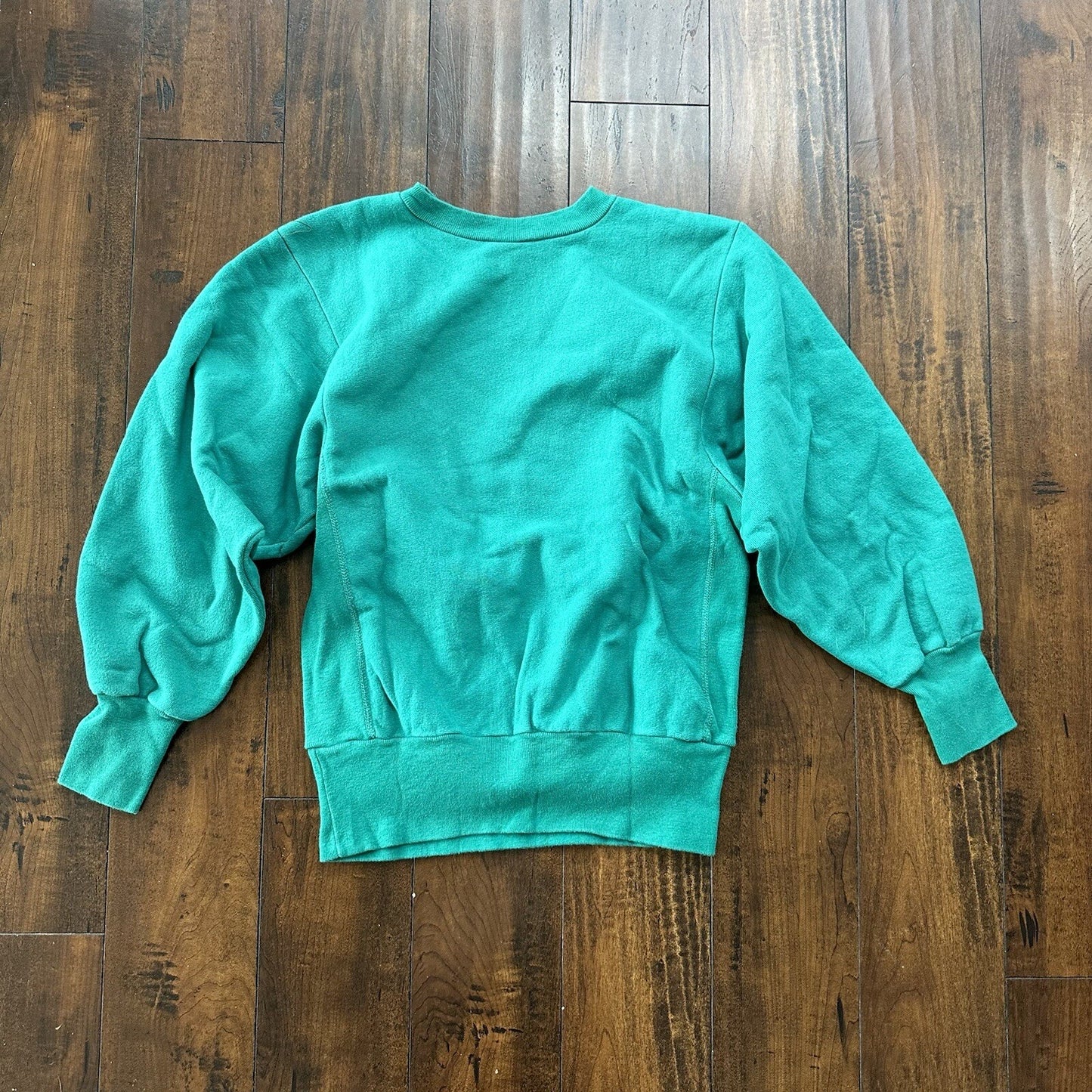 Vintage Champion 90s USA Teal Reverse Weave Sweatshirt Blank 70s Gusset Jumper