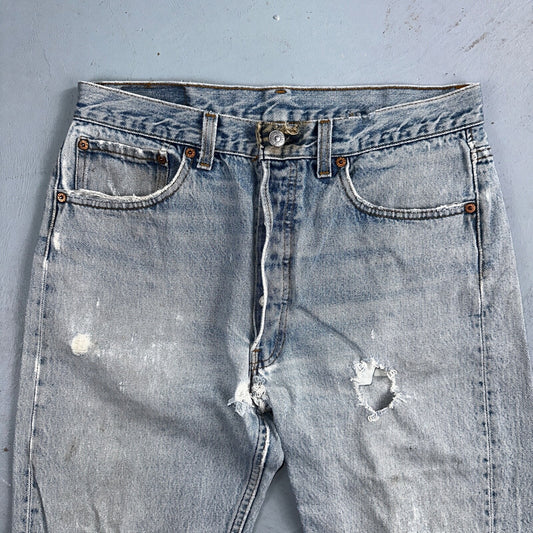 Levis 501 Vintage 90s USA XX Straight Leg Jeans Blue Light Wash 34x36 Act 31x31