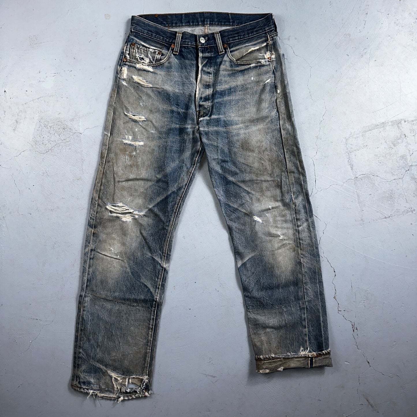 Levis 501 Vintage 80s Redline Selvedge USA XX Jeans Light Wash 34x34 Act 31x30