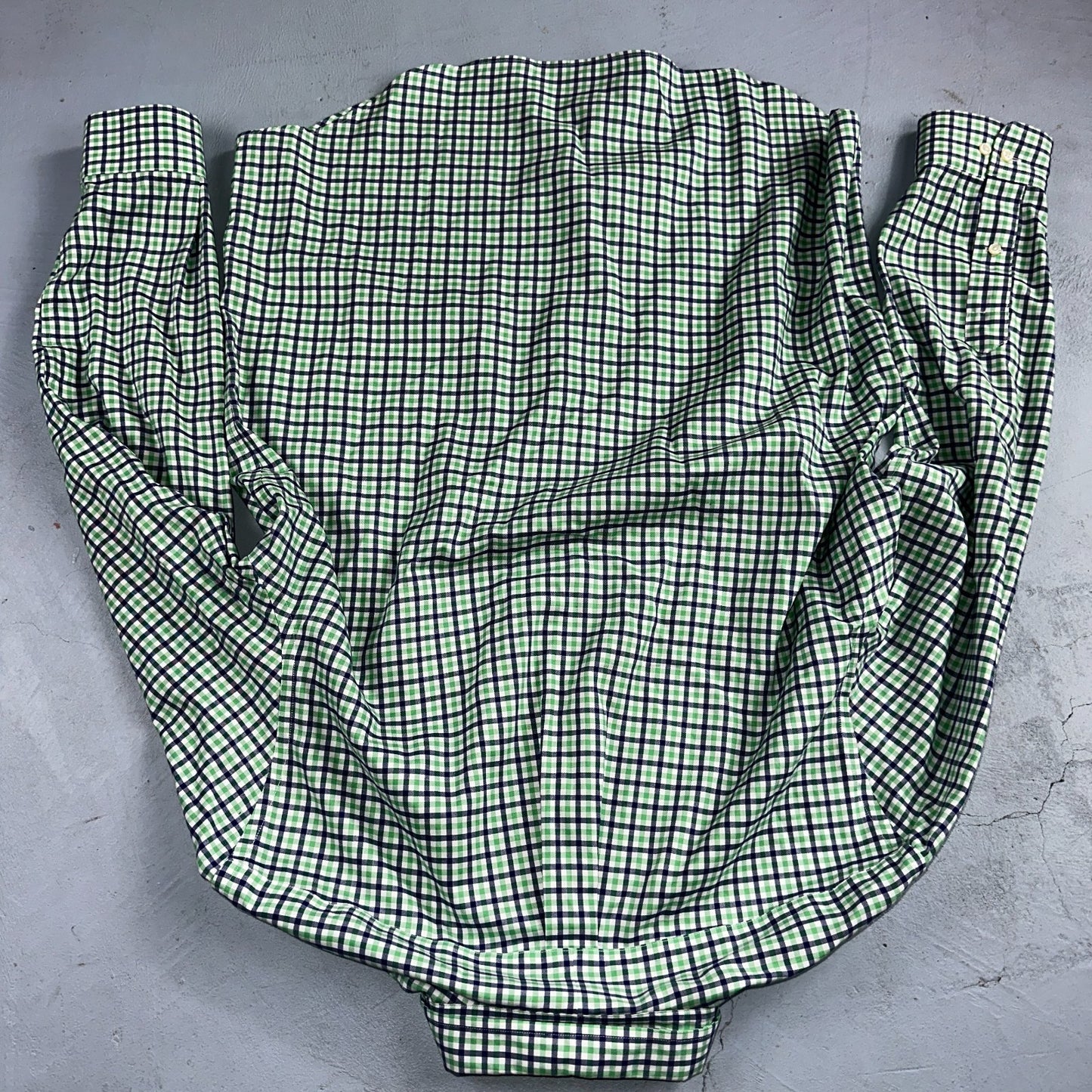 Ralph Lauren Shirt Mens Large Green Blue Tattersall Button Up Preppy Non Iron