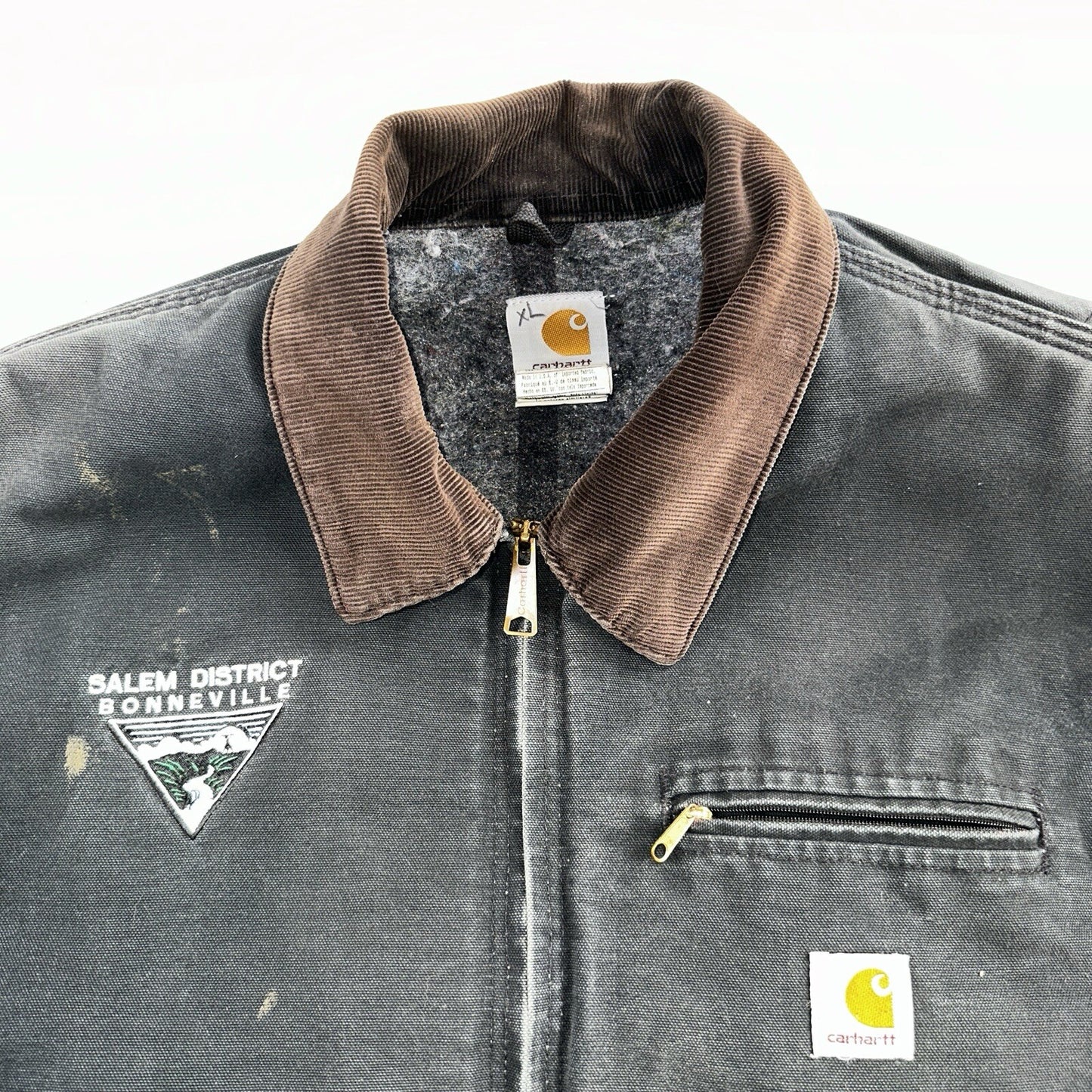 Carhartt VTG Jacket Mens 48 Black Detroit J01 Blanket Lined USA J97 BLK XL