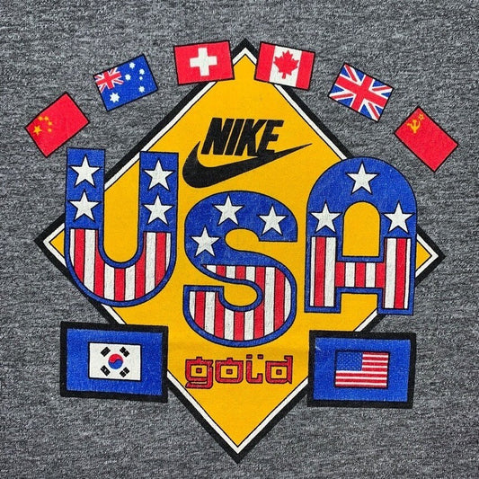 Vintage Nike T Shirt USA Rare Jordan Korea Rayon Geisha Sports 1988 80s Olympics
