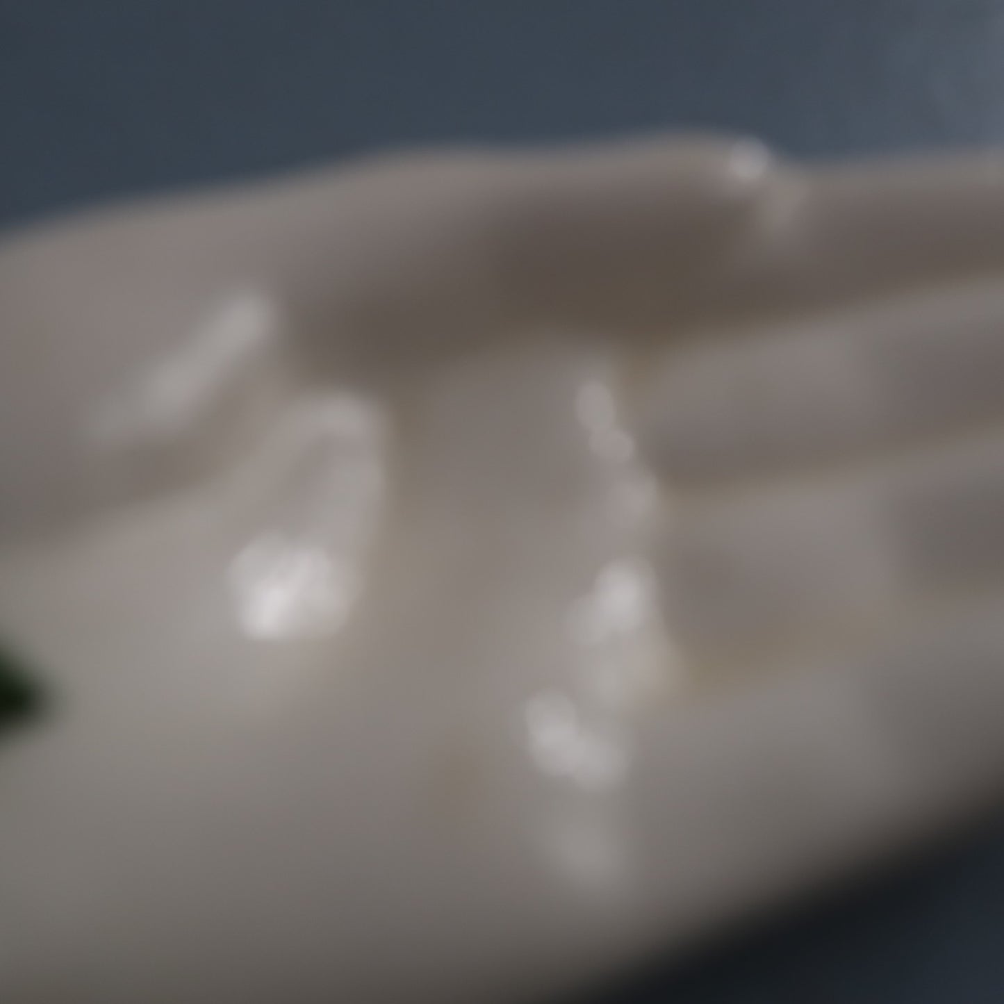 VTG 1958 Signed Glass Ring Jewelry Dish White Milk Glass Open Hand Flower Jacoma