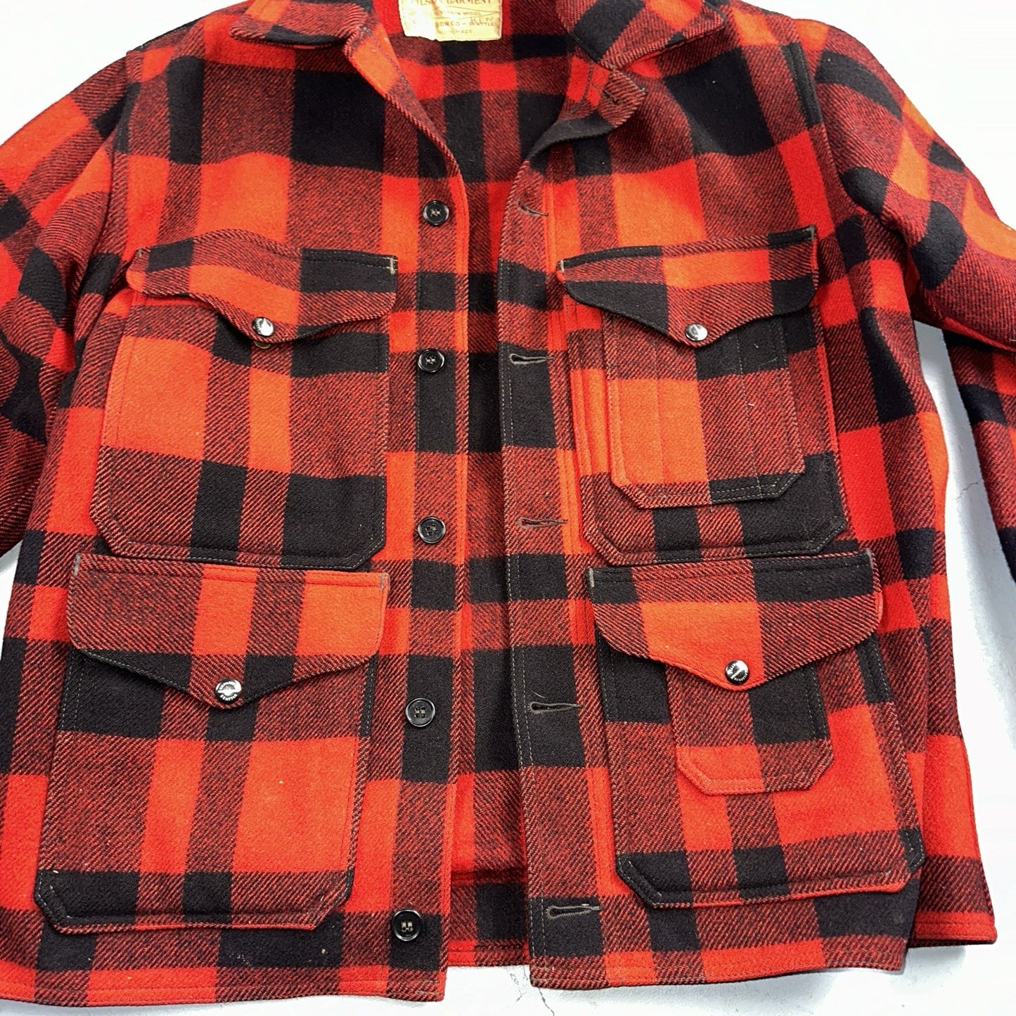 Filson Union 1940s Wool Mackinaw Cruiser Jacket Red Plaid VTG USA 40s 50s Rare