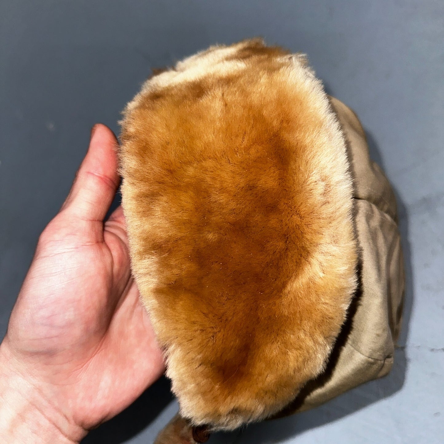 Vintage Eddie Bauer Goose Down Cap Hat Trapper Faux Fur Ear Flaps M 1960s Rare