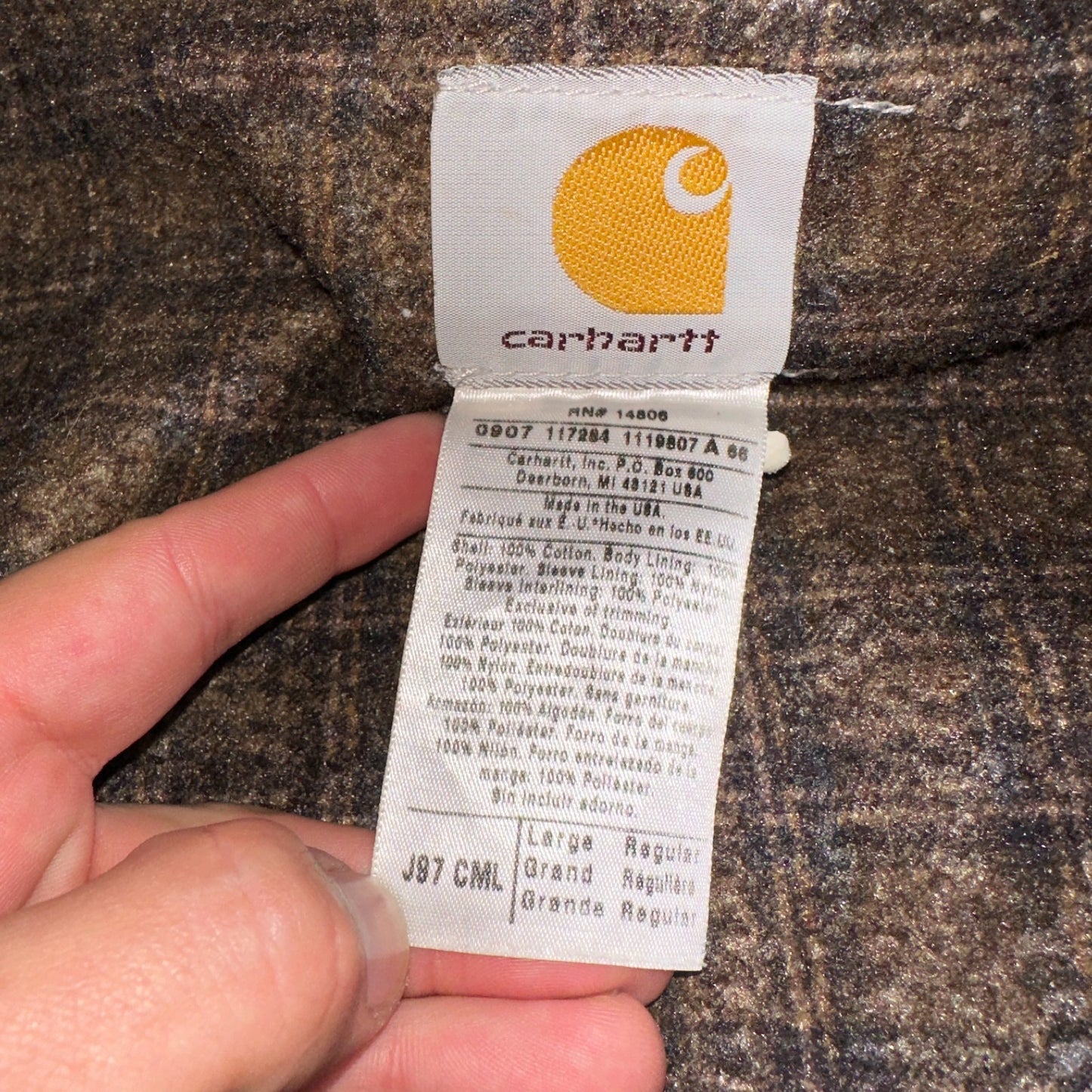 Carhartt VTG Detroit Jacket Men's Large Lined Blanket Workwear J97 CML Thrashed