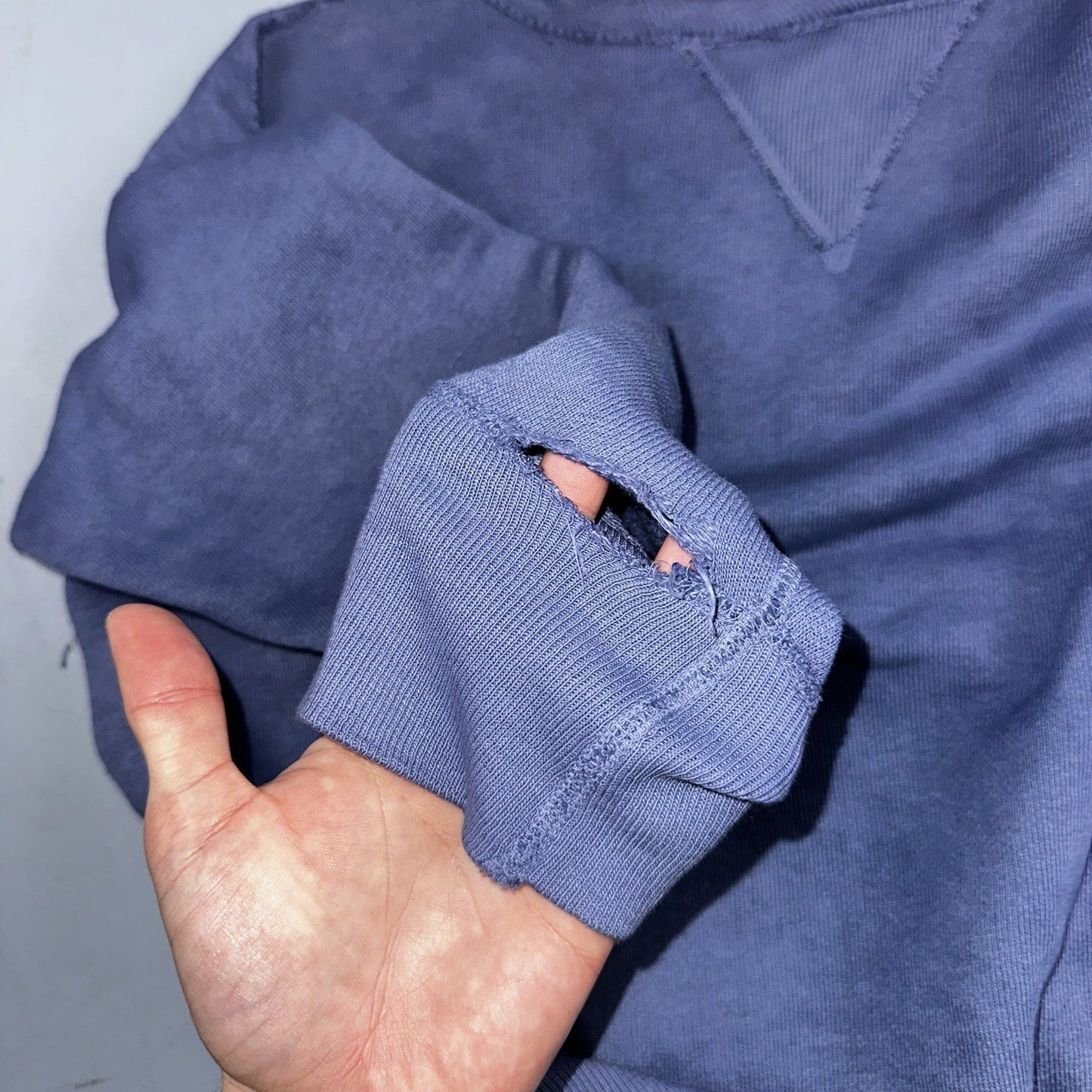 VTG Double V Sweatshirt 40s 50s 1940s Faded Blue Crewneck Boxy Rockabilly 1950s