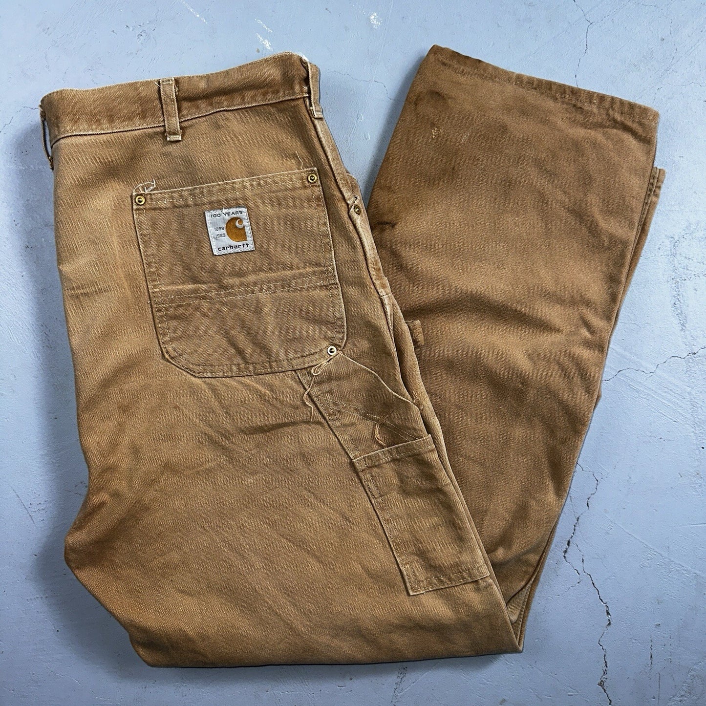 Carhartt 1989 VTG Double Knee Carpenter 80s Pants USA B01 Brown 42x32 Act 40x30
