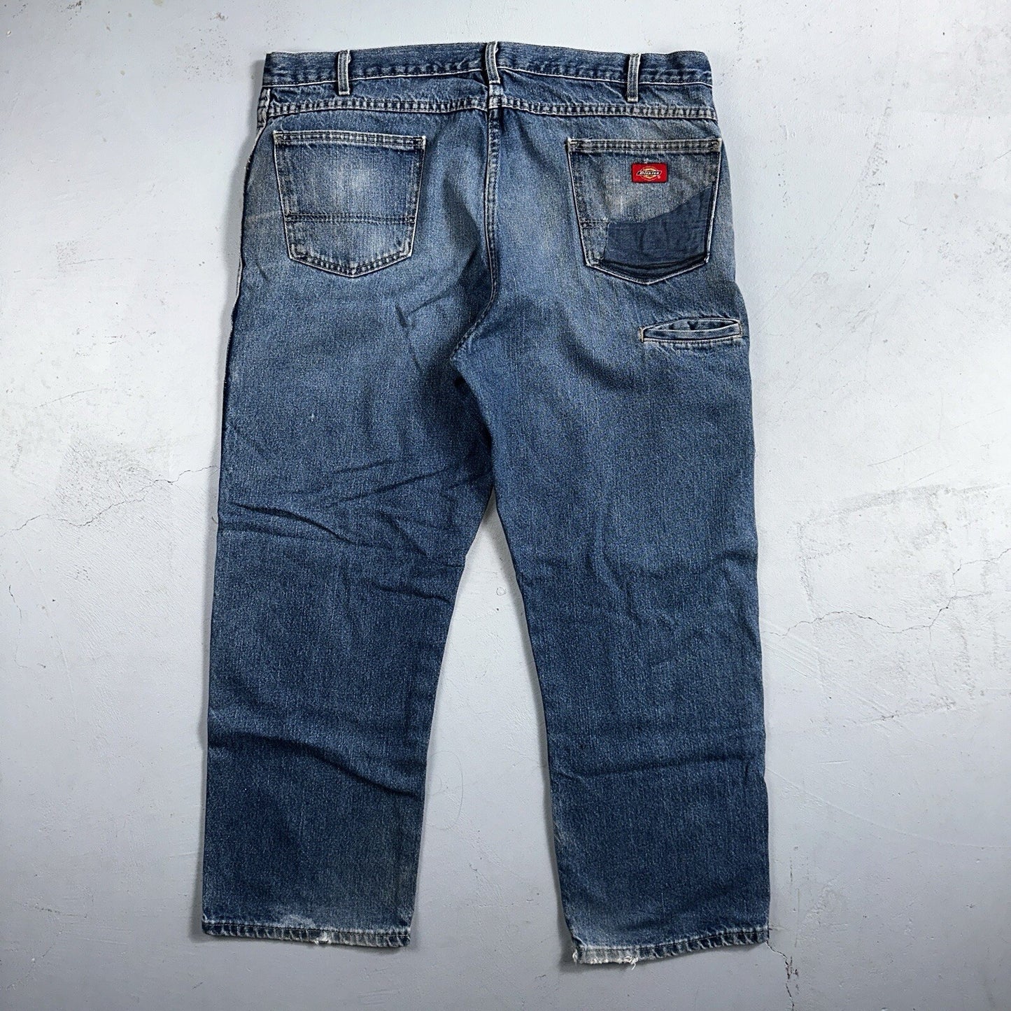 Dickies Double Knee Faded Blue Jeans 40x30 Work Wear Skate Baggy Y2K Wide Leg