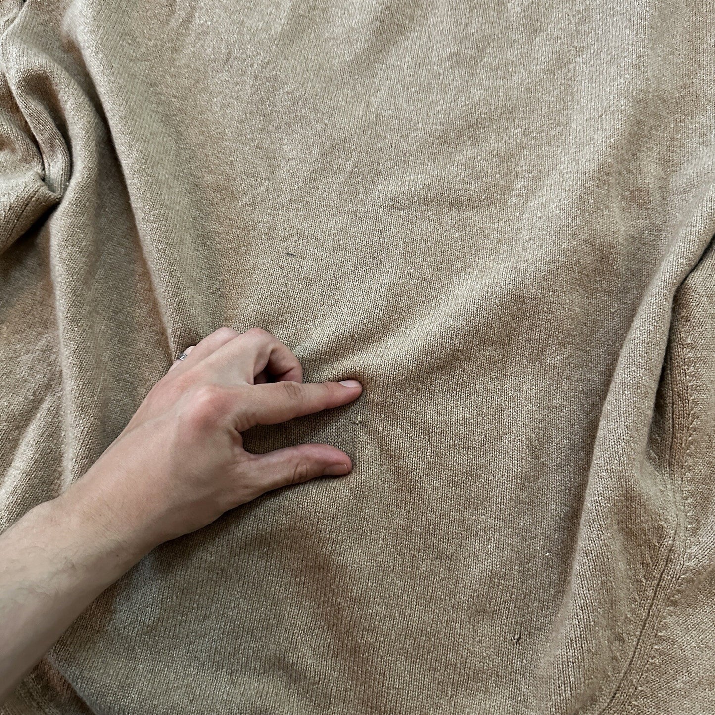 Norm Thompson 100% Cashmere 2-Ply Crew Neck Sweater Size 44 Scotland Beige