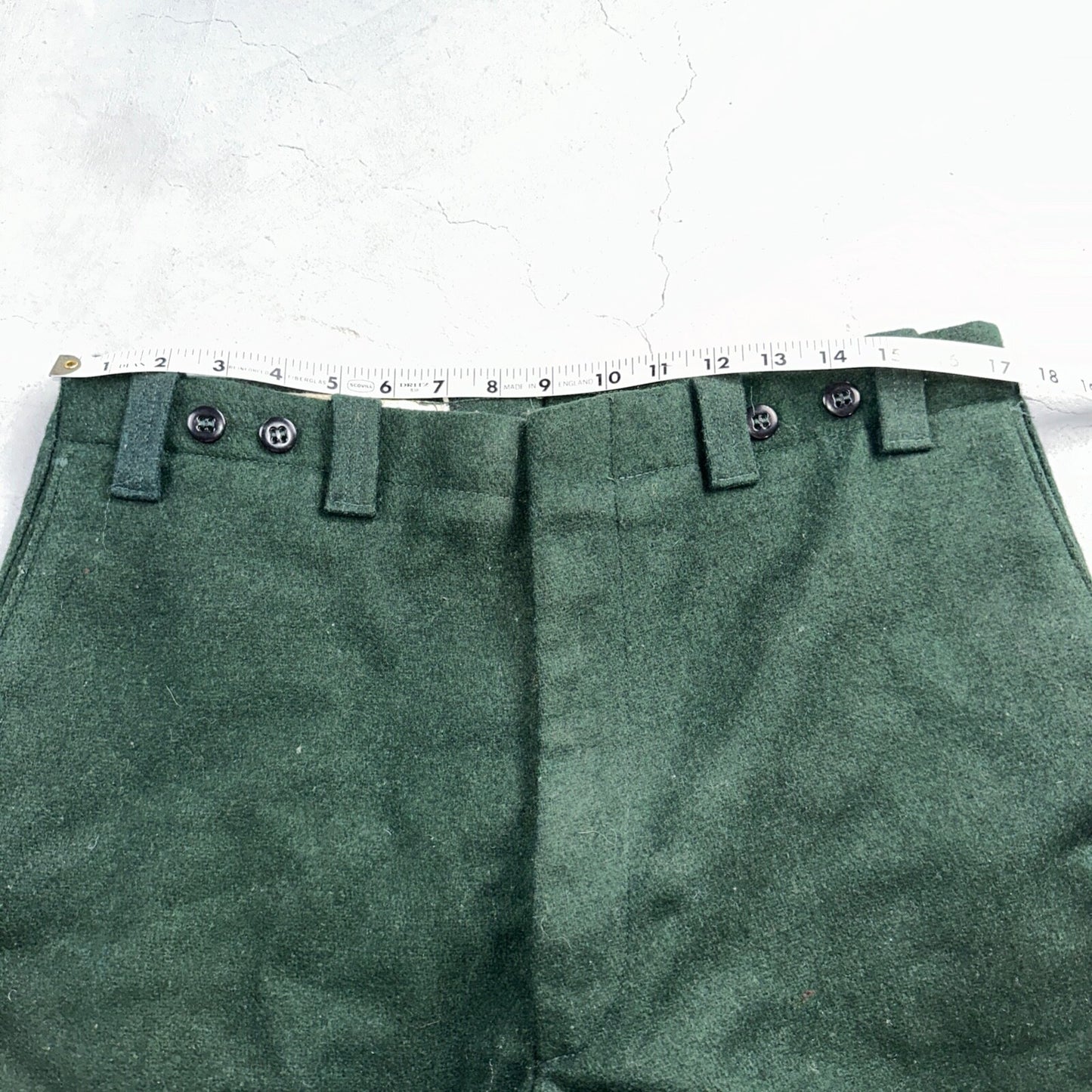 1960s Vintage Green Heavy Wool Hunting Pants 34x28 USA Dry Clean Rockabilly 60s