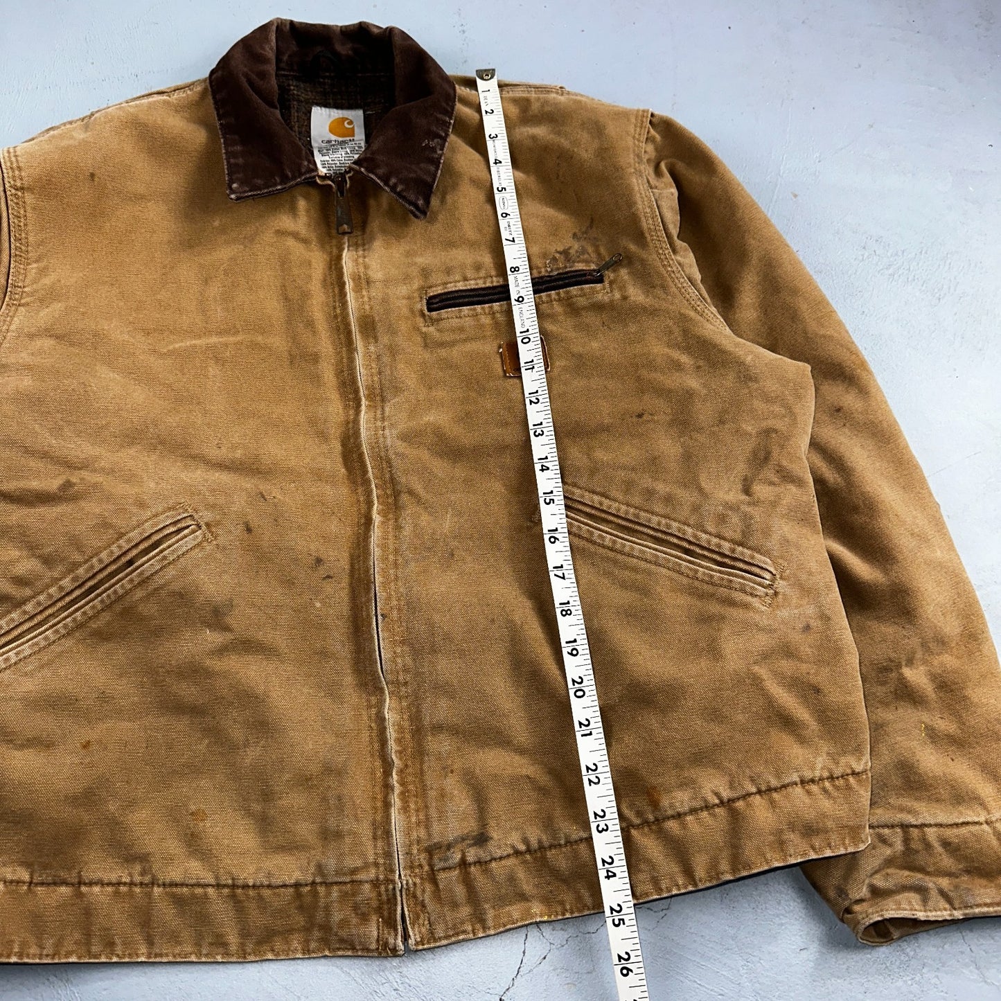 Carhartt VTG Detroit Jacket Men's Large Lined Blanket Workwear J97 CML Thrashed