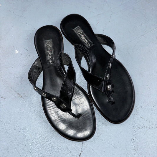 Brighton Womens Black Thong Sandals Size 8 Cute Y2K Made in Italy