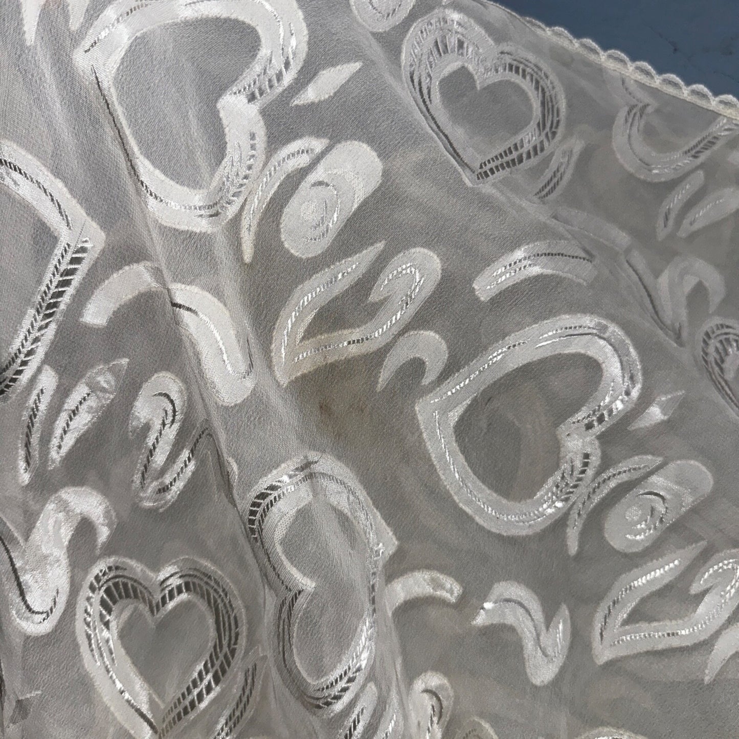 VTG 1970s Chico Lingerie Slip Dress Sleepwear Full Sweep Nightgown Lace Hearts