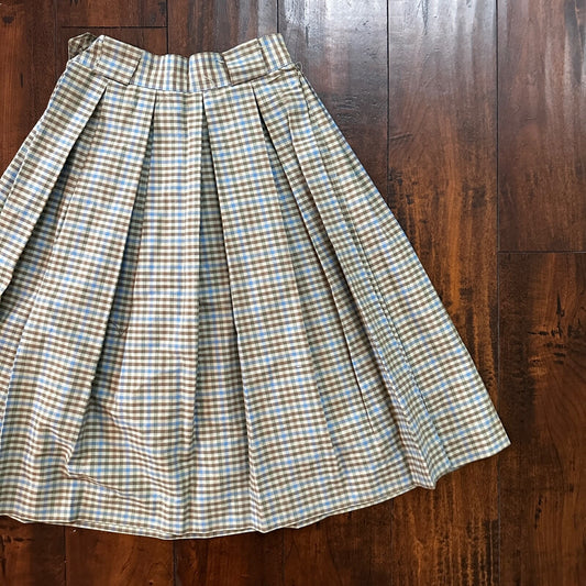 VTG USA Rockabilly Womens Dress Skirt 60s 70s Bottom Plaid Checker Pleated Cute