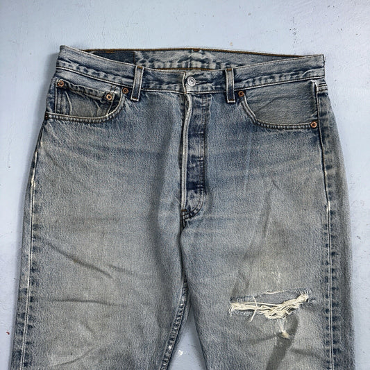 Levis 501 Vintage 90s Mexico Straight Leg Jeans 34x32 Y2K Light Wash Act 33x27