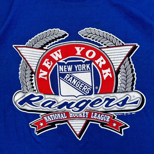 New York Rangers VTG Sportswear T Shirt Mens L NHL Hockey Blue 90s Single Stitch