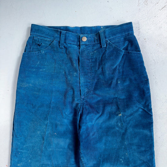Wrangler Vintage 1960s Bright Peacock Blue High Waisted Corduroy Pants Misses 12