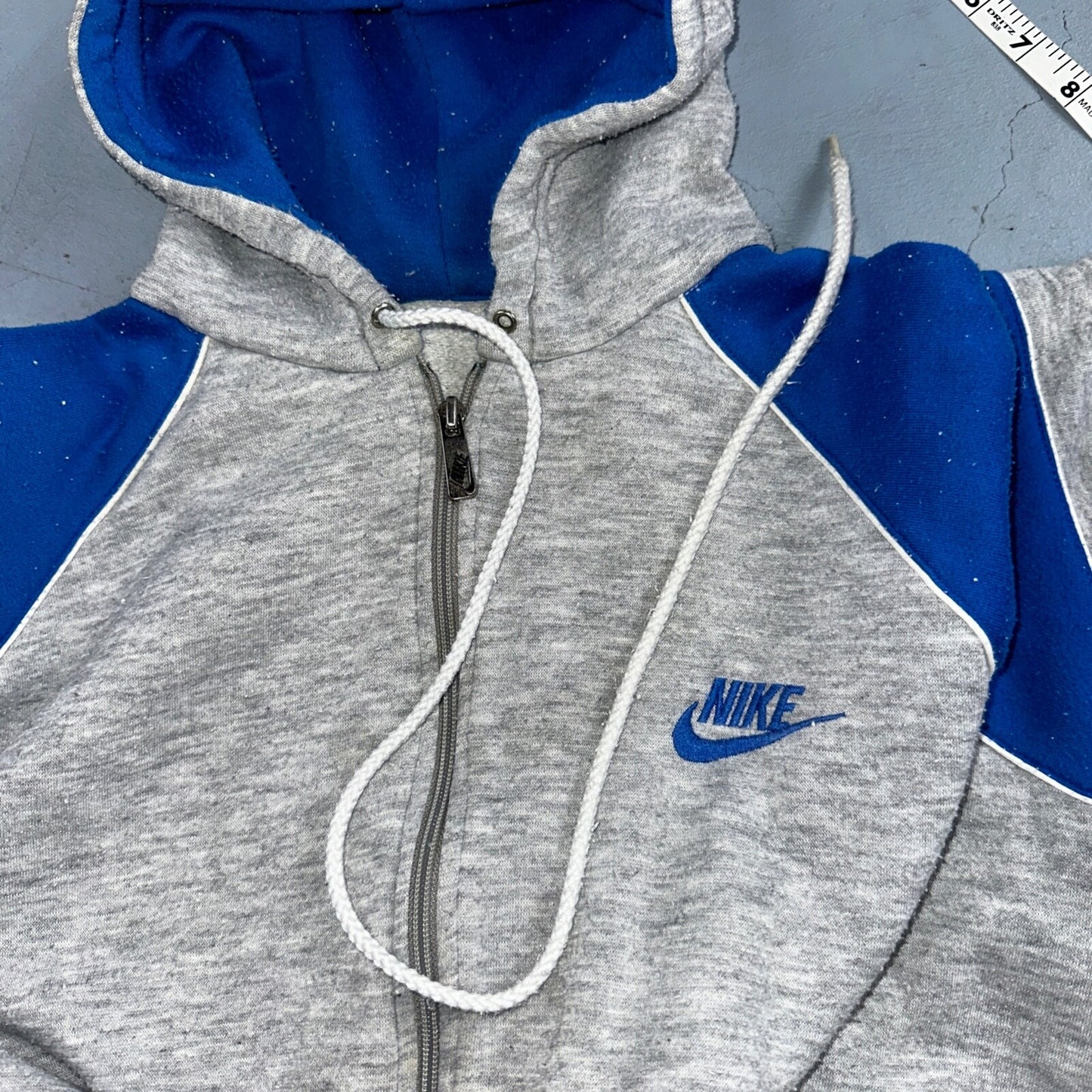Nike Vintage 80s Colorblock Gray & Blue Full Zip Hoodie Blue Label Cut Tag