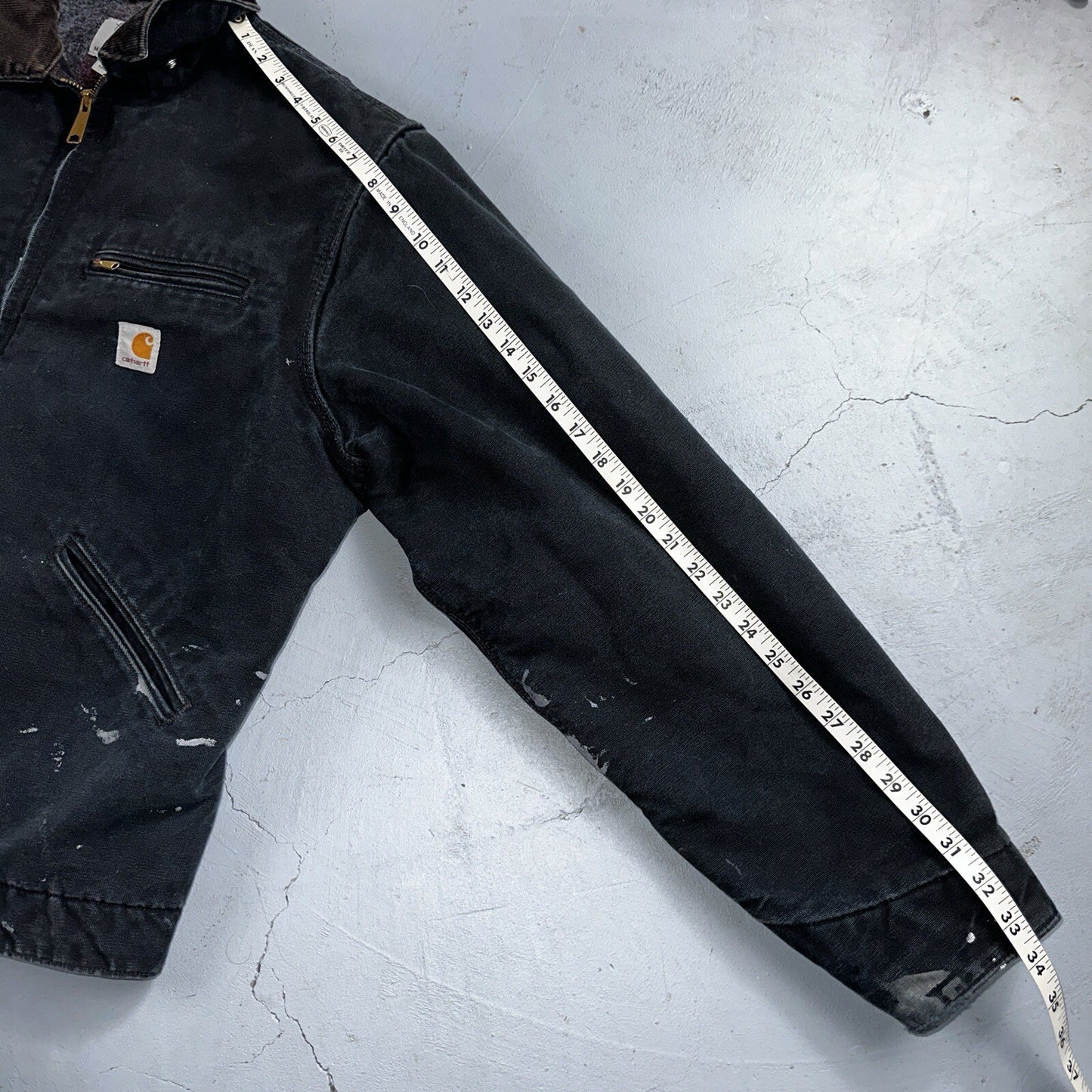 Carhartt VTG Jacket Mens L Tall Black Detroit J001 Blanket Lined USA J97 BLK