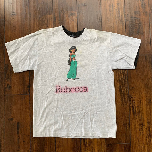 Aladdin Jasmine Vintage T Shirt Disney Princess Rebecca Name 90s Genie Rap Band