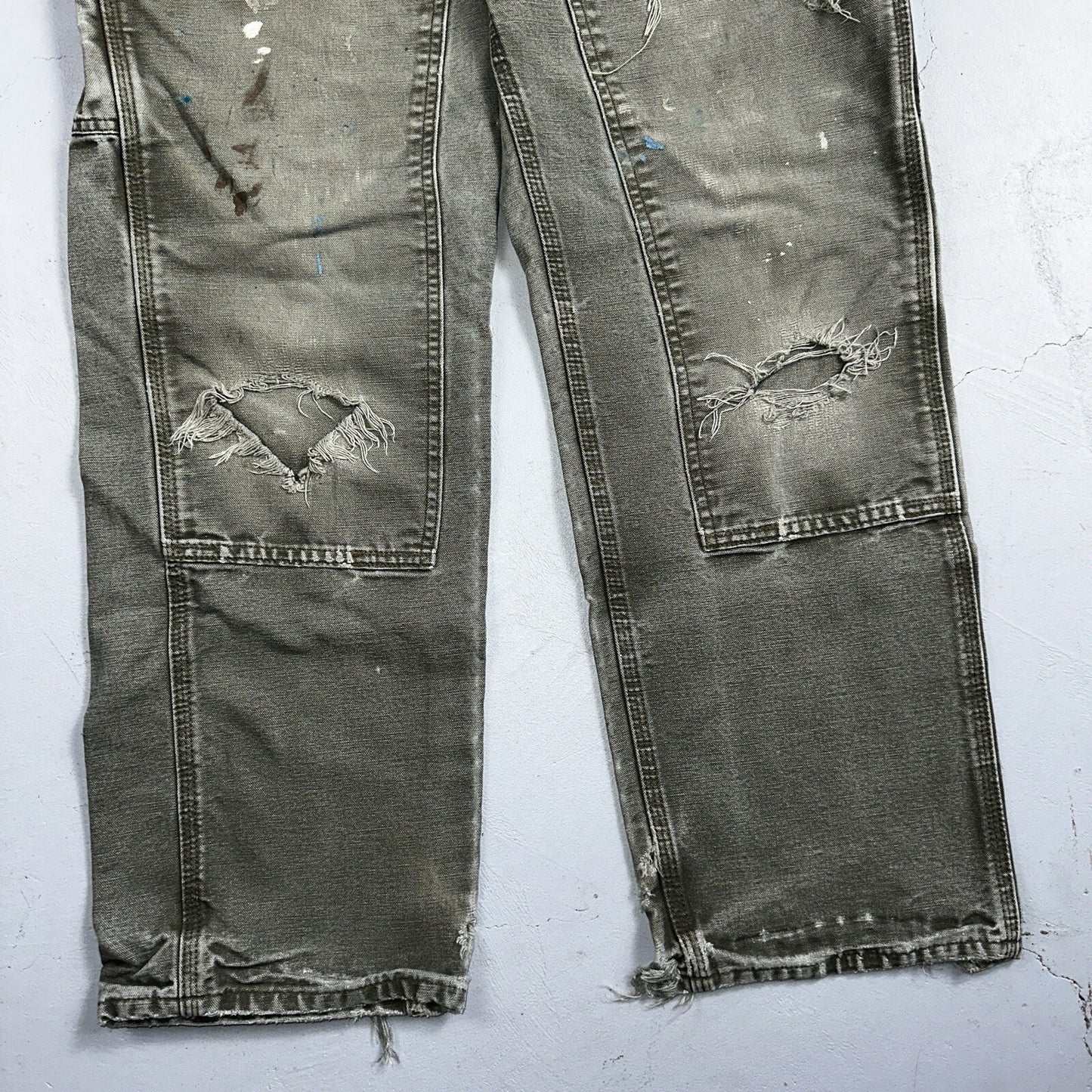 Carhartt VTG Double Knee Carpenter Pants USA B01 B136 MOS Green 31x30 Act 30x28