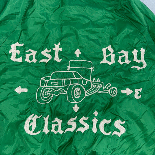 Vintage East Bay Classic Starter Satin Jacket Nylon 80s Green Chainstitch Cars