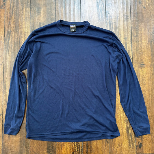 VTG Patagonia Shirt Mens L Blue Crew Neck Long Sleeve Capilene Base 90s USA