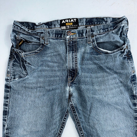 Ariat Rebar Jeans Men's 40x30 Blue M4 Low Rise DuraStretch Edge Boot Cut Western