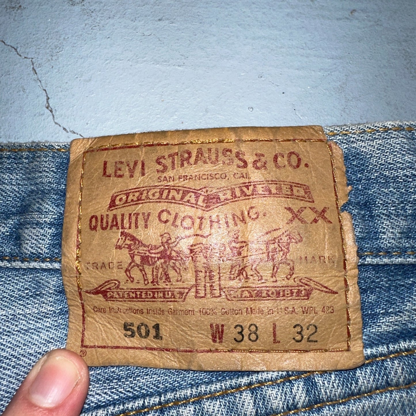 Levis 501 Vintage 90s USA XX Straight Leg Jeans Blue Light Wash 38x32 Act 36x32