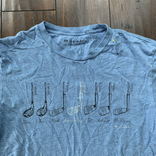 Travis Mathew Light Blue Pima Cotton Golf Club T-Shirt Size M VTG STYLE