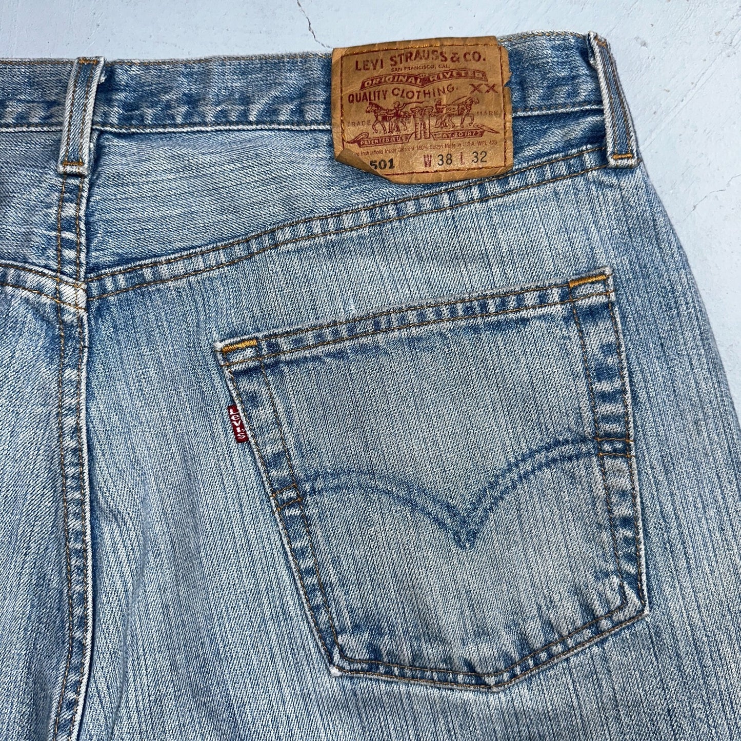 Levis 501 Vintage 90s USA XX Straight Leg Jeans Blue Light Wash 38x32 Act 36x32